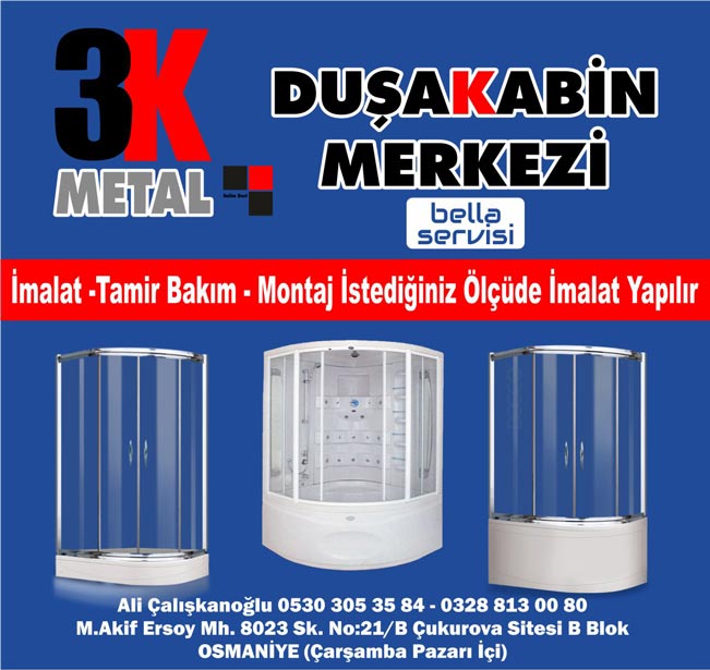3k Metal Duşakabin Osmaniye